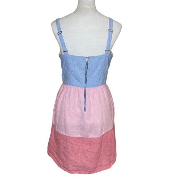 Cynthia Rowley Women's 100% Linen Colorblock Mini Dress with Pockets Size 8 - Picture 2 of 7